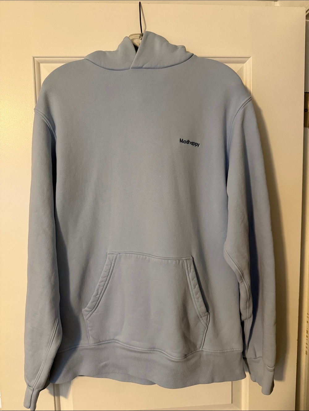 Madhappy Classic Fleece Hoodie Pale Blue Embroidered Logo Crewneck - Picture 2 of 5